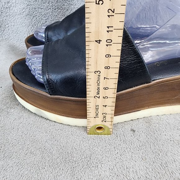 Matisse Shoes Womens Size 8 Black Leather Slip On Platform Sandals *GUC* - Picture 3 of 12